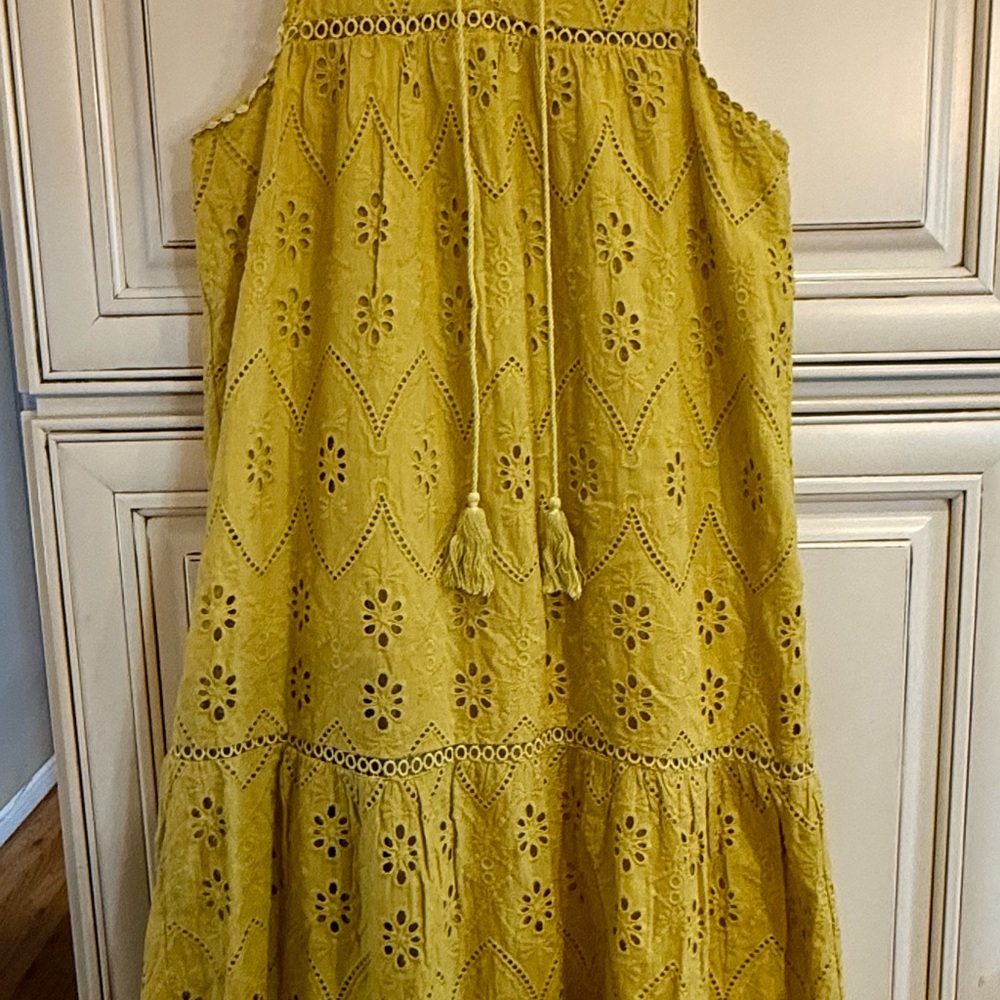 Chic Wish Yellow Eyelet Sleeveless Dress